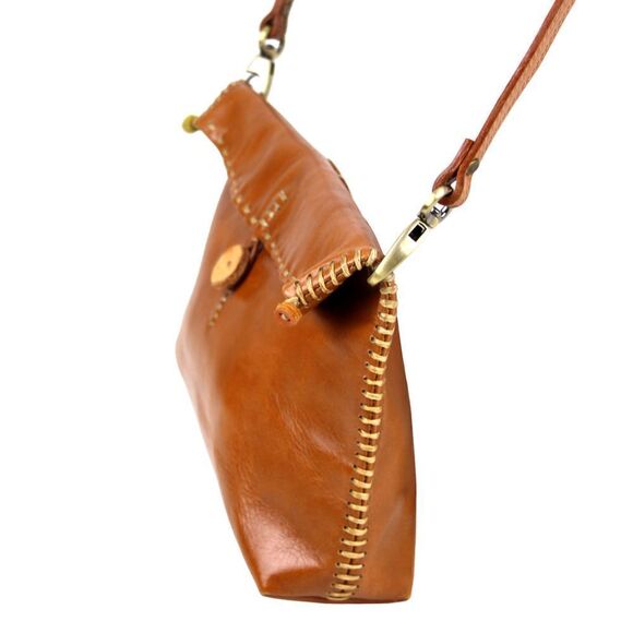 Fredd + Basha TAN BROWN GENUINE LEATHER FLAP SHOULDER BAG HANDBAG X-BODY PURSE - Picture 4 of 16